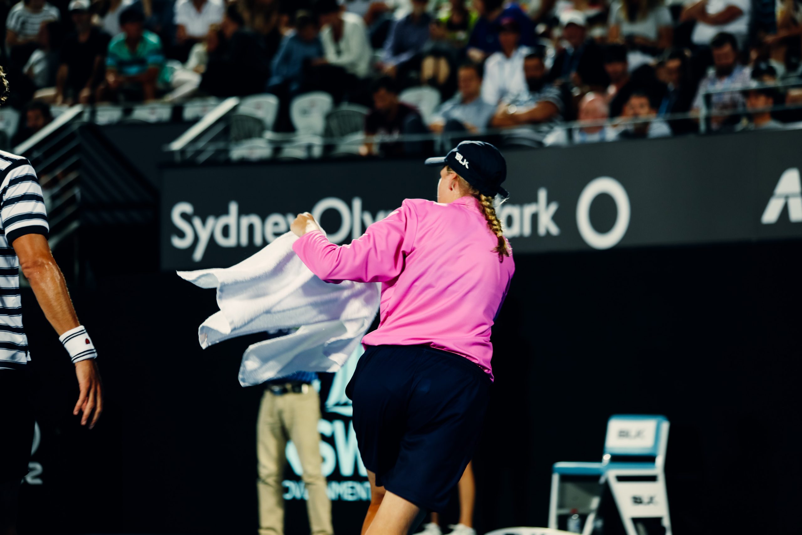 Ball girl on Ken Rosewell Arena at Sydney International Tennis 2018