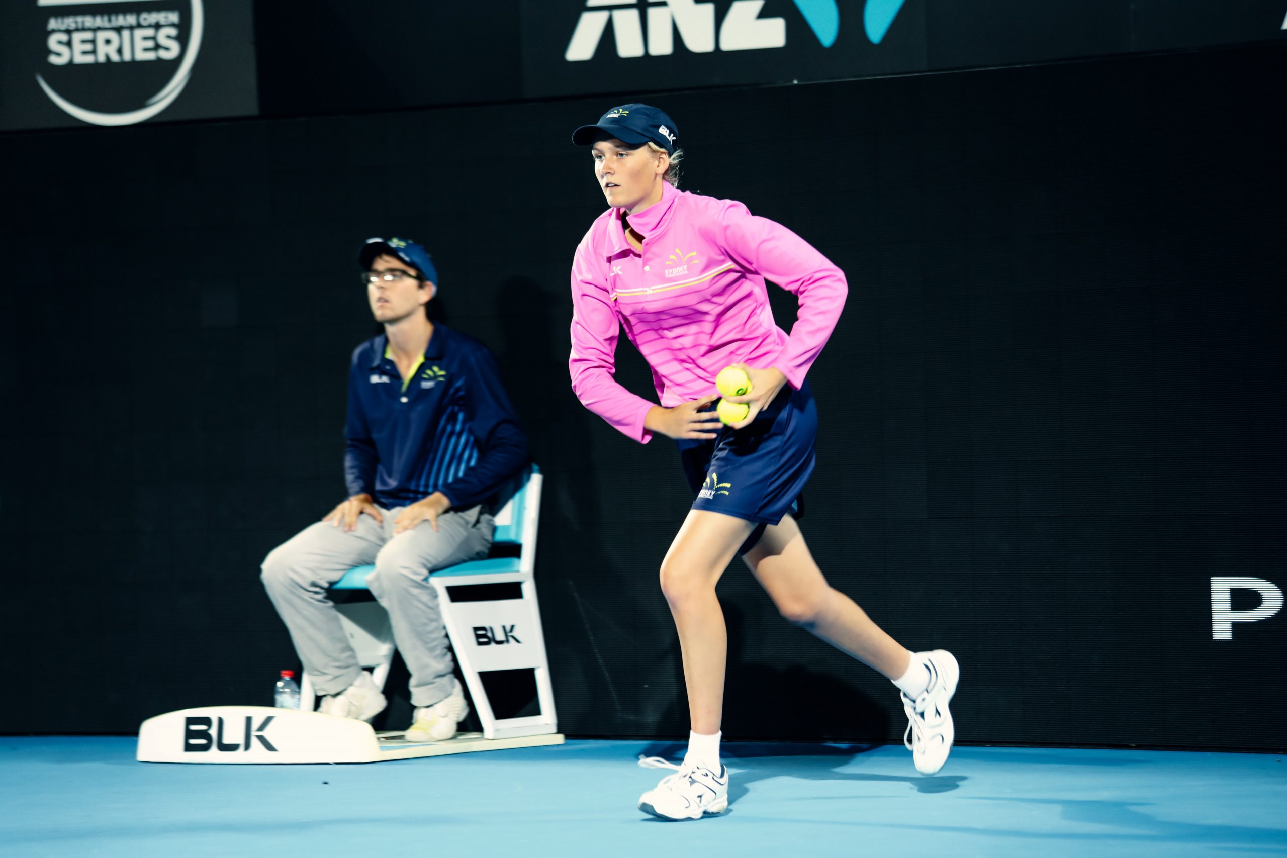 Ball girl on Ken Rosewell Arena at Sydney International Tennis 2018