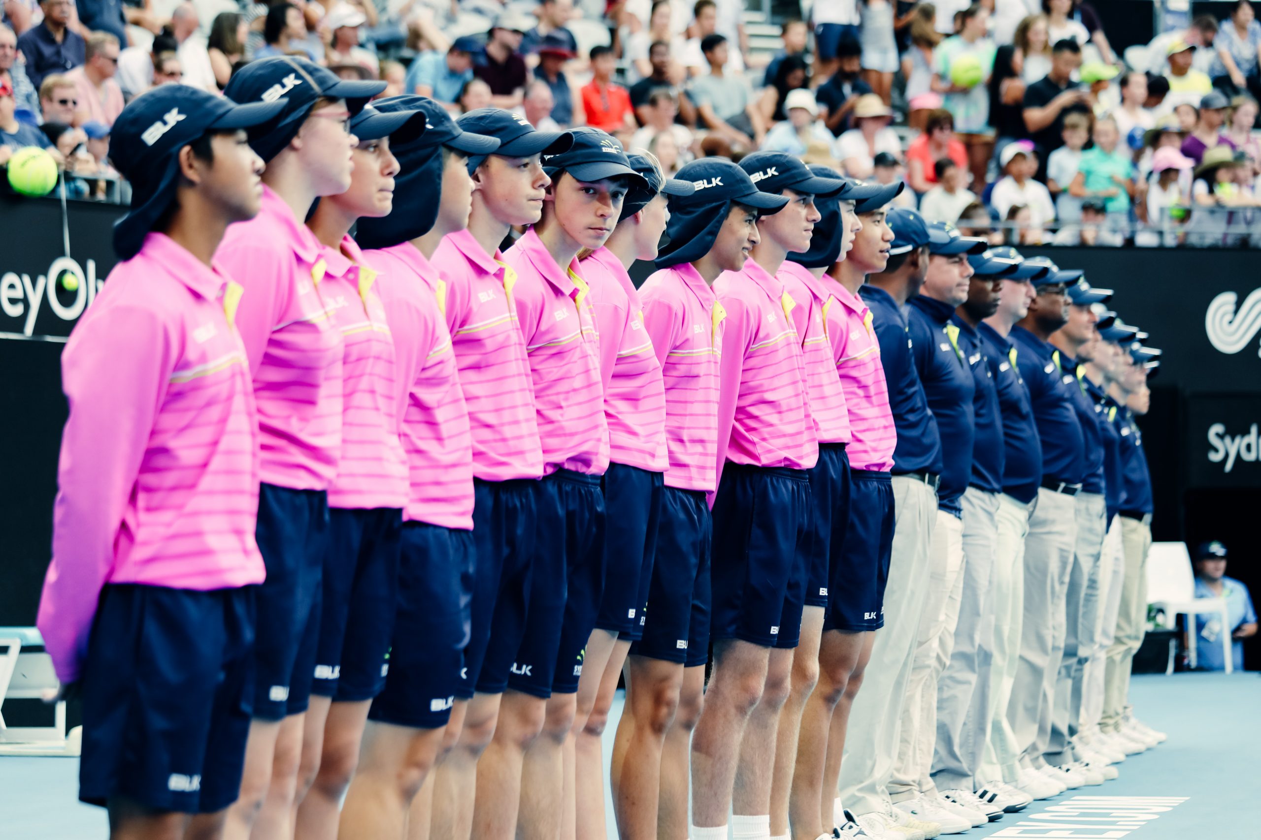 Ballkids on Ken Rosewell Arena at Sydney International Tennis 2018