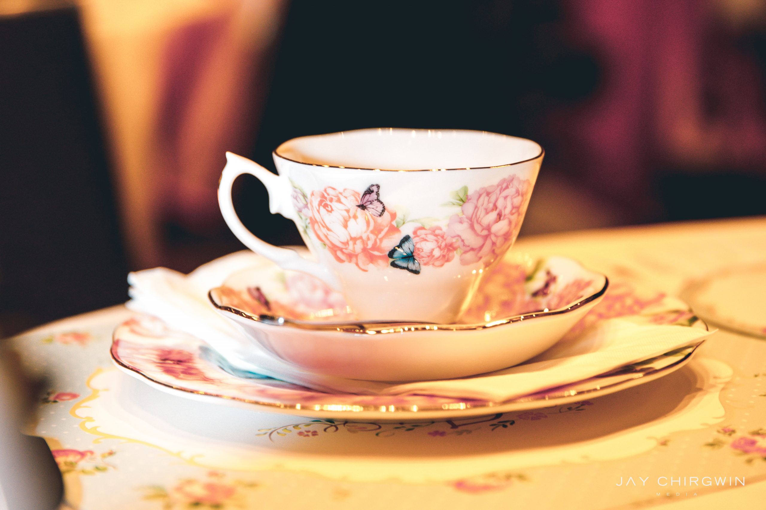 teacup on table at high tea party