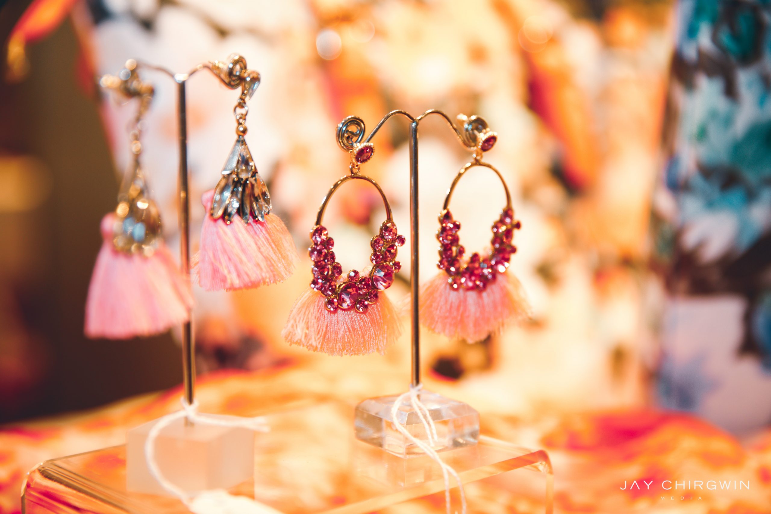 earrings on display at high tea party showcase