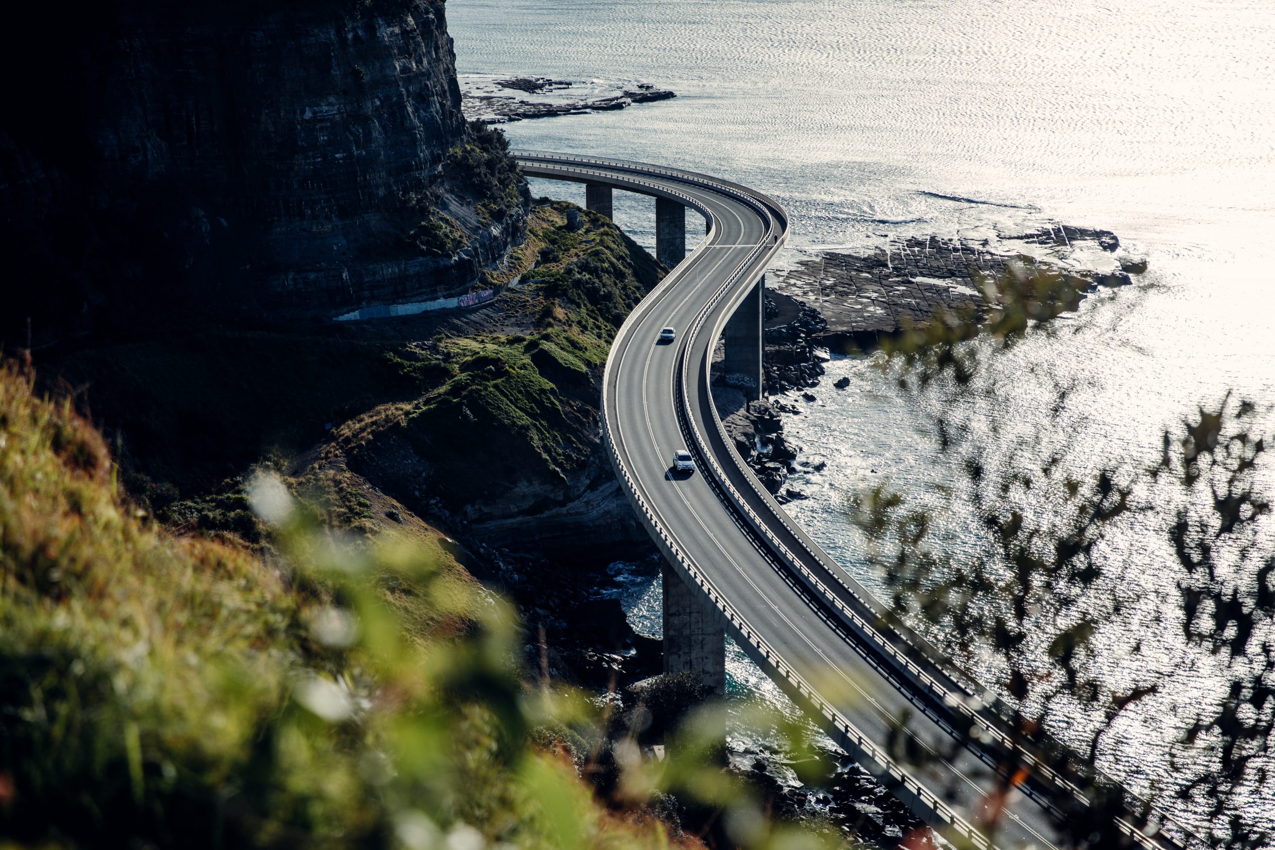 Seacliff bridge at sunrise from a secret hiking trail