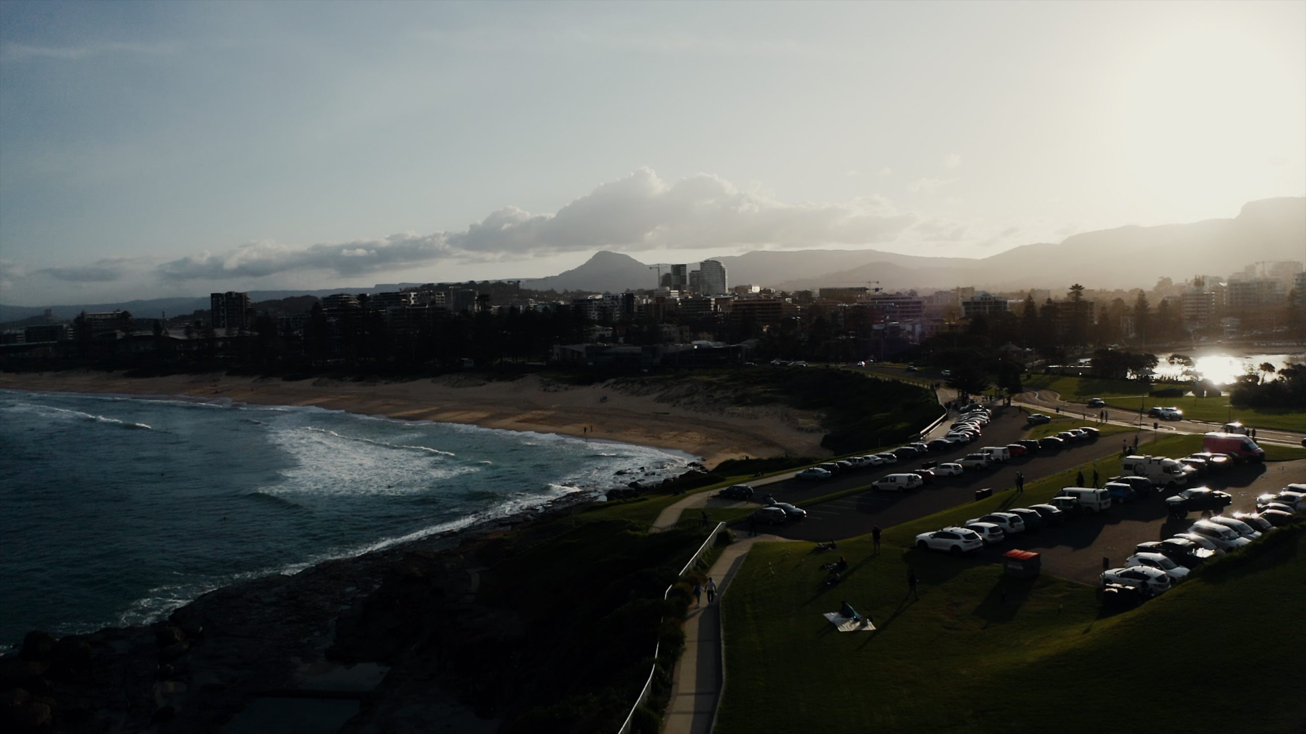 Wollongong city beach at sunset – aerial cinematography - DJI Mavic Pro 2